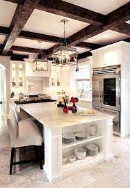 Wood beams in white kitchen. White Kitchen With Exposed Wood Beams Home Kitchens Kitchen Inspirations Classic Kitchens