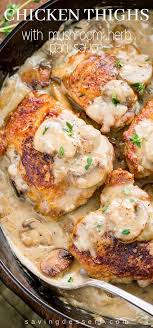 Huhnerschenkel Mit Pilz Herb Pan Sauce Pilze Rezepte Huhner