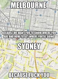 Hilarious Melbourne Roads Vs Sydney Roads Melbourne Vs Sydney Australia Funny Australia Quote