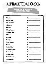 functional skills english writing alphabetical order movies worksheet answers
