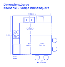 One that is too big may cause a disruption in traffic or workflow. L Shape Island Square Kitchen Dimensions Drawings Dimensions Com