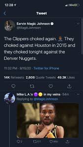 The Clippers Slander Is Real On Twitter Rn Playoff P Has Never Been So Prominent Thorgift Com If You Like It Pleas Tweet Quotes Funny Tweets Magic Johnson