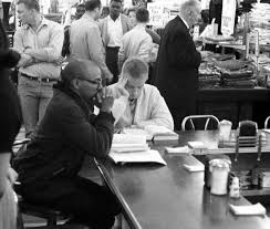 Tucked behind the long bar is a cardboard box labeled historic lunch counter. then, underlined twice, not trash. on jan. Florida Memory Close Up View Showing Core Member During Sit In At Mccrory S Lunch Counter In Tallahassee