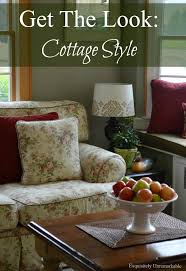 Designer palmer weiss covered two swivel chairs and several pillows in it, then carried the aubergine, soft brown, and olive tones throughout the rest of the room. Get The Look Cottage Style Family Room Exquisitely Unremarkable