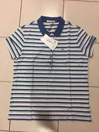 Striped Baby Blue Lacoste Polo Shirt For Women Women S Fashion Tops Others Tops On Carousell