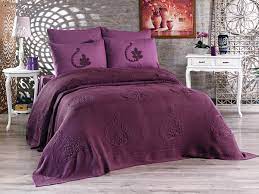 knitted blanket set with pearl battaniye yatak ortusu yatak