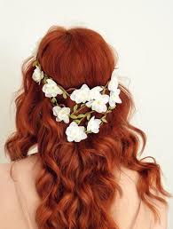 White Flower Crown Boho Bridal Hair Woodland Wedding Head Etsy Floral Hair Wreath Flowers In Hair Flower Wreath Hair