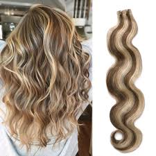 18 wavy extension kit (8pc) hairdo $79.99 $94.00. Amazon Com Natural Wavy Tape In Hair Extensions Blonde Highlighted Human Hair 50grams 20pcs Seamless Remy Glue In Hair Extensions Brown To Blonde Balayge Color 4 27 20inch Beauty