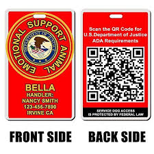 Service Emotional Support Animal Customized Dog Id Identification Card Badge Esa Emotional Support Animal Red Emotional Support Animal Dog Id Emotional Support