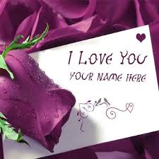 Birthday Card For Lover With Name And Photo Write Name On I Love You Purple Roses Images I Love You Pictures Love Quotes For Girlfriend Love You