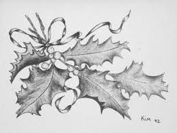 Holly Charcoal Pencil Drawing Christmas Card Notecard Etsy Easy Christmas Drawings Christmas Drawing Christmas Scene Drawing