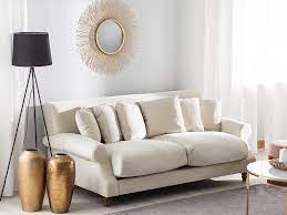 The design will mix into a transitional, eclectic or modern aesthetic. 3 Sitzer Sofa Samtstoff Hellbeige Eike Beliani De