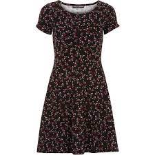 Dorothy Perkins Tall Floral Print Flare Dress 9 Liked On Polyvore Featuring Dresses Red Short Flare Dresses Long Sleeve Floral Dress Fit And Flare Dress