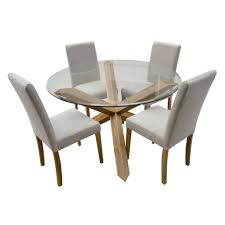 You'll receive email and feed alerts when new items arrive. Round Glass Top Dining Table With Unpolished Wooden Legs Combined With 4 Chairs Using Glass Round Dining Table Glass Dining Table Round Glass Dining Room Table