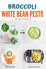 This Nut Free Broccoli White Bean Pesto Packs In So Many Nutrients With Minimal Effort It S A Great Way To Incorporate Veggies An Baby Food Recipes Pesto Food