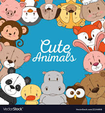 Little And Cute Animals Group Vector Image On Animal Groups Cute Animals Vector Images