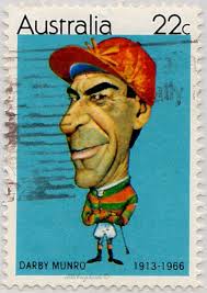 Australia Jockey Darby Munro 1913 1966 By Tony Rafty Australian Sportsmen Caricatures By Tony Rafty Scott 772 A299 Issued Australia Stamp Caricature