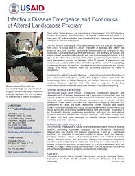Diseases spread to new geographic. Infectious Disease Emergence And Economics Of Altered Landscapes Program U S Agency For International Development