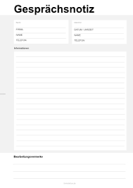 Alles unsere vorlagen stehen ihnen kostenlos zur verfügung. Gesprachsnotiz Mit Vermerken Pdf Vorlage Zum Ausdrucken