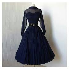 Original Black And Blue Dress Illusion Vintage 1950 S Dress Beautiful Navy Silk Chiffon Full Skirt Bombshell Liked On Polyvore Featuring Dr Vintage 1950s Dresses Bombshell Dress Vintage Dresses