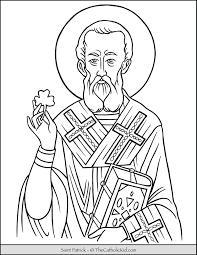 Patrick's day crafts, games, songs and printables. Saint Patrick Coloring Page Thecatholickid Com