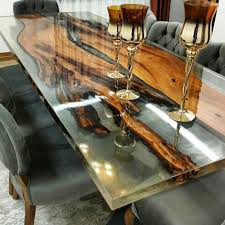 Resin Poured Wood Table Wood Resin Table Wood Table Diy Resin Furniture
