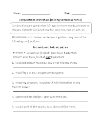 Conjunctions Worksheet Joining Sentences Part 2 Conjunctions Worksheet Worksheets Conjunctions