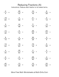 Reducing Fractions To Lowest Terms A Fractions Worksheets Math Fractions Worksheets Simplifying Fractions
