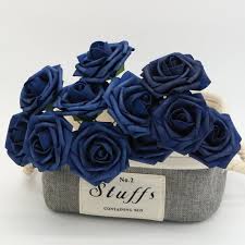Available in white, pink and purple. Navy Blue Roses Artificial Bulk Flowers For Wedding Vanrina