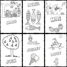 les mois de l annee pour le cahier vie maternelle coloriage paris lama simple
