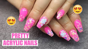 But when your nails are shorter (and therefore more subtle). Cute Af Acrylic Nails Hot Pink And Pastel Glitter Ninja Fairy Youtube