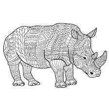 Rhinoceros Coloring Book For Adults Vector Illustration Coloring Books Rhinoceros Animal Drawings
