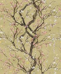Plum Blossom Wallpaper In Gold From The Kingdom Home Collection By Mil In 2020 Plum Blossom Magnolia Wallpaper Floral Wallpaper