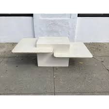 Vintage 1980s Postmodern Tiered Coffee Table With Gold Trim Chairish In 2020 Coffee Table Vintage Coffee Table Table