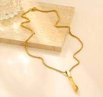 Olivia 18K Custom Letter Logo Necklace Wholesale Twist Cuboid Pendant  Necklace Stainless Steel Fashion Necklace for Women Men