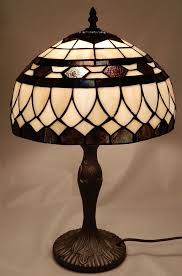 Vintage Tiffany Style Table Lamp 20 Tall Geometric Design Cream Multi Colored Tiffany Style Table Lamps Tiffany Style Lamp