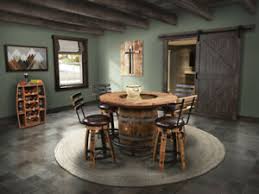 Recycled metal adjustable height bar table sale price: Amish Rustic 5 Pc Whiskey Barrel Pub Dining Set Table Bar Stools Game Room Ebay