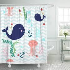 See more ideas about bathrooms remodel, bathroom design, beach bathrooms. Cynlon Seamless Pattern Cute Adorable Beach Funny Theme Ocean Blue Whale Bathroom Decor Bath Shower Curtain 66x72 Inch Walmart Com Walmart Com
