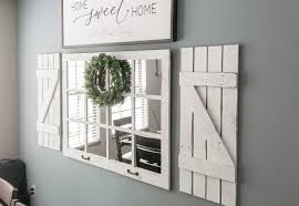 This farmhouse family room is a little bit country, a little bit rock 'n' roll. Mirror Shutters Farmhouse Wall Decor Farmhouse Decor Living Etsy