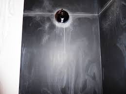 Slate tiled shower cubicle ruined limescale renovated in wantage. Acid Damaged Slate Shower Tiles Restored With Burnishing In Churt West Surrey Tile Doctor