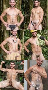 Hung Lumberjack Shows Off His Erection in Grass Skirt - GayDemon