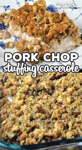 Place pork chops over potatoes, combine onion soup mix and cream of mushroom and milk, pour over top of pork chops. Pork Chop Stuffing Casserole Oven Recipe Recipes That Crock