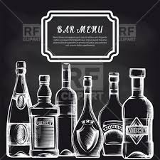 Bar Menu Background With Hand Drawn Bottles On Chalkboard Alcohol Spirits Liquor Cocktail Rfclipart Vector Bottl Bar Menu Wine And Beer Alcohol Spirits