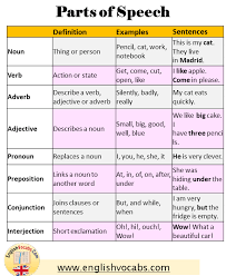 What Is Parts Of Speech Definition And Example Sentences English Vocabs