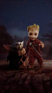 Baby Yoda Baby Groot In 2020 Yoda Wallpaper Marvel Comics Wallpaper Baby Groot