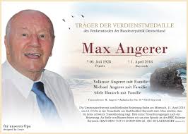 Max angerer studierte in der malschule weinold in münchen. Traueranzeigen Von Max Angerer Nordbayerischer Kurier