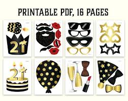 21st Birthday Photo Booth Props Free Printable 21st Birthday Photo Booth Props Printable Pdf Black And Gold Etsy Birthday Photo Booths Photo Booth Props Birthday Props