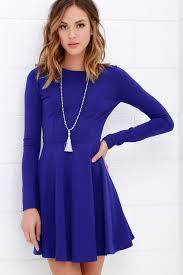 Forever Chic Royal Blue Long Sleeve Dress Blue Long Sleeve Dress Short Dresses Casual Maxi Dress With Sleeves