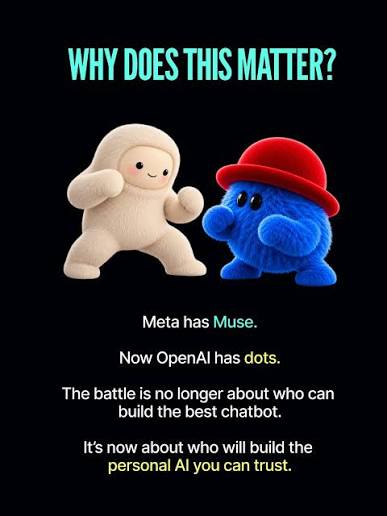 Meta launched Muse, and now OpenAI is entering the personal AI agent race  with dots. And this feels like a much bigger shift than just another  ChatGPT feature. Until now, AI has