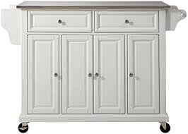 Equipped with shelves, cabinets, and even drawers, a kitchen cart or stand is a great place to stash extras such as plates, spices, and dish towels. Buy Crosley Furniture Rolling Kitchen Island With Stainless Steel Top White Online In Iceland B079cbp7zx